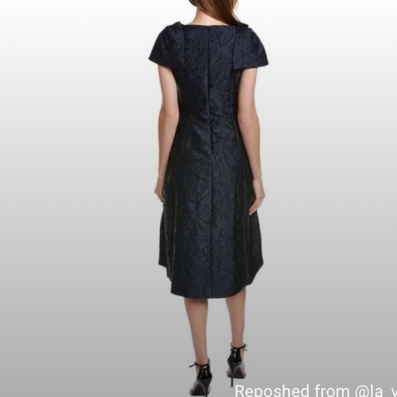 Teri Jon By Rickie Freeman Womens Jacquard Midi Dress, Blue - Picture 6 of 10